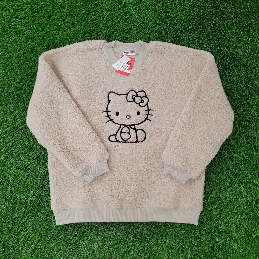 Sanrio Hello-Kitty Sweater Womens L 25x24 Baggy Fleece Boxy